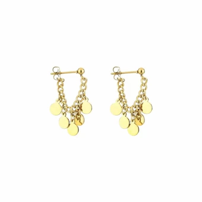 Bijoutheek Oorknoppen Chain Discs Gold