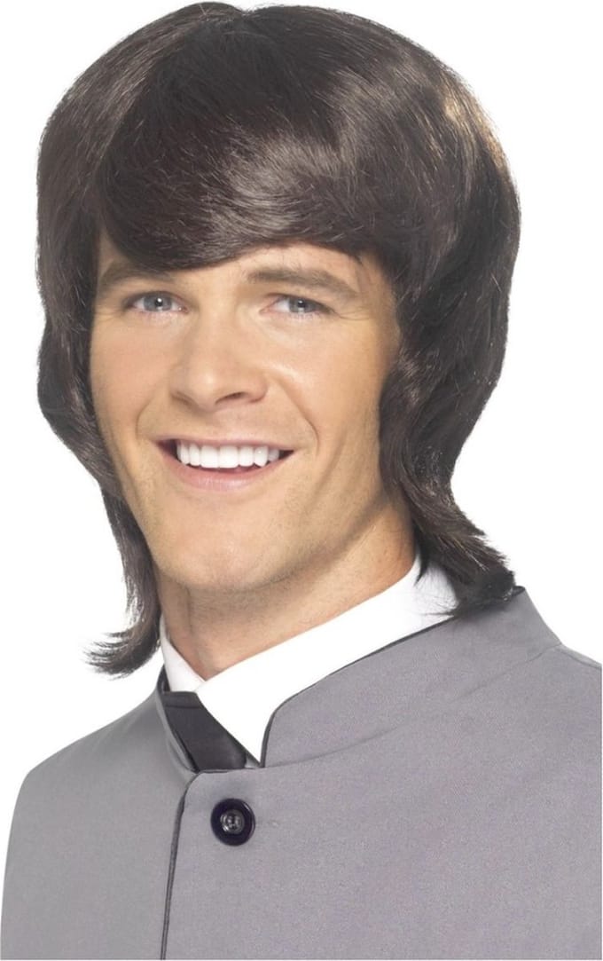 Jaren 60 mod pruik man bruin