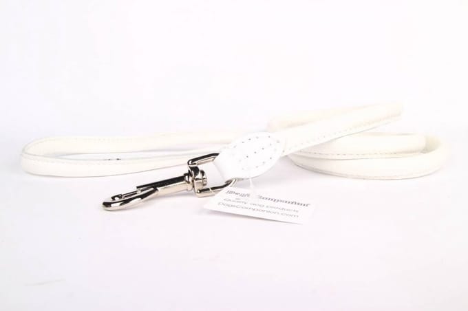 Dog's Companion - Leren Hondenriem - Lengte: 180 cm x 8 mm - Wit