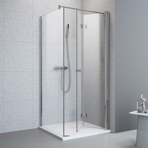 Megabad Profi Collection Planplus folding wall with side panel 80 x 80 x 195 cm stop right MBPPFWSS80R