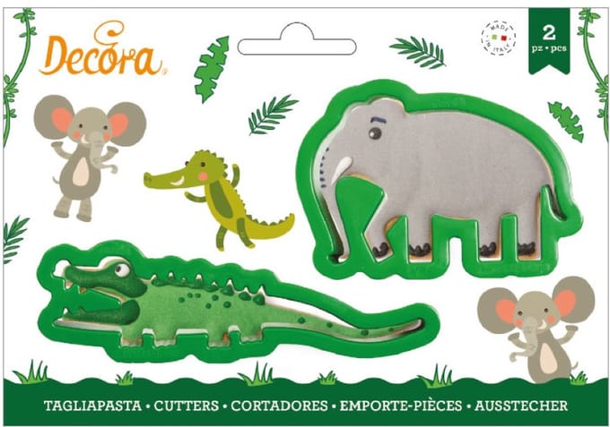 Decora Koekjesuitsteker Plastic - Krokodil en Olifant pk/2