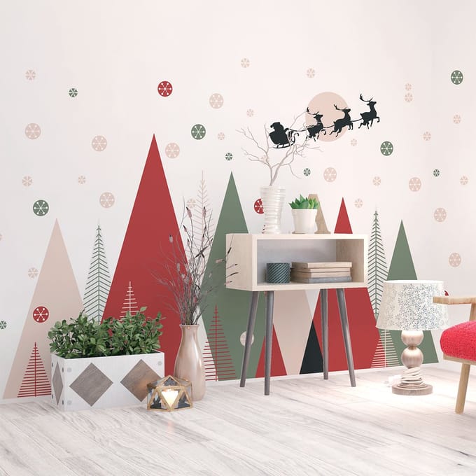 Scandinavische bergstickers, op naar de rendieren! 90 x 135 cm