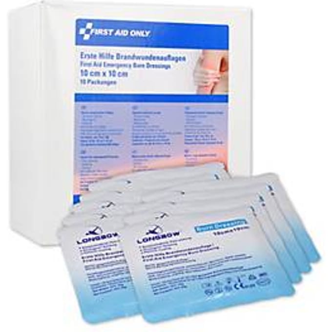 First Aid Only brandwondkompressen, 10 x 10 cm, polyurethaan (PU), wit, 10 stuks