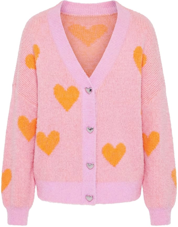 Studio Untold - Dames - Vest oversized extra zacht hearts - Lichtroze - Maat 46+