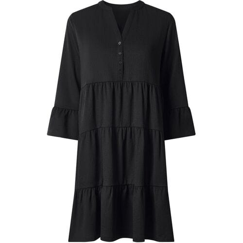 ESMARA Dames tuniekjurk met crêpe-structuur (Zwart, L (44/46))