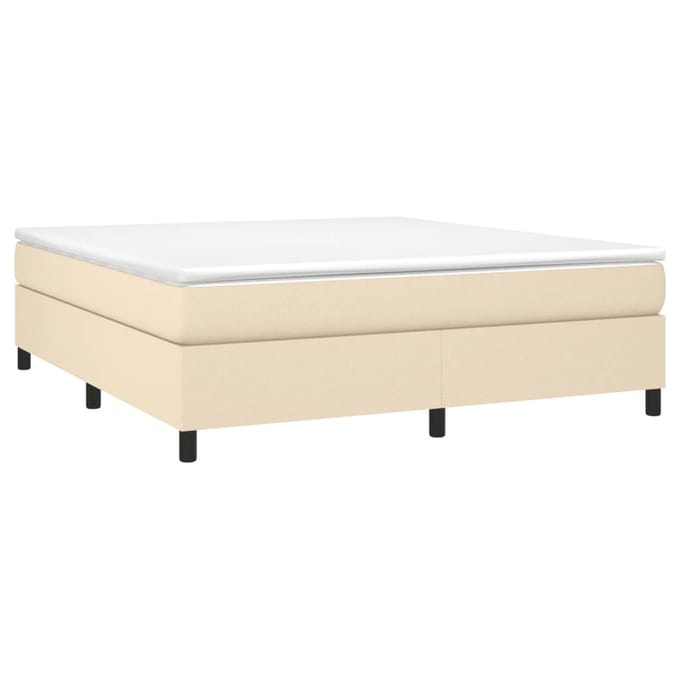 vidaXL - Boxspring - bed - stof - crèmekleurig - 180x200 - cm