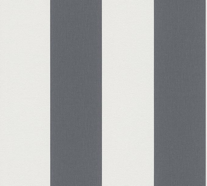 STREPEN BEHANG | Linnenstructuur - Donkergrijs Wit - A.S. Création Pure Elegance