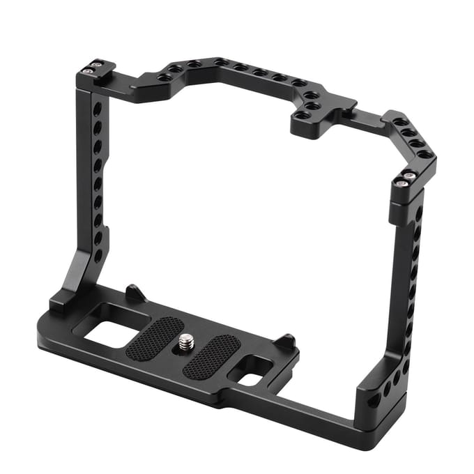 Andoer camerakooi aluminiumlegering met dubbele koude schoenbevestiging 1/4 inch schroef compatibel met Canon zwart