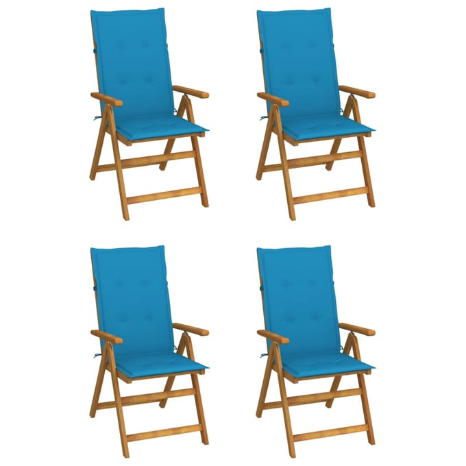 vidaXL - Inklapbare - stoelen - 4 - st - verstelbaar - met - kussens
