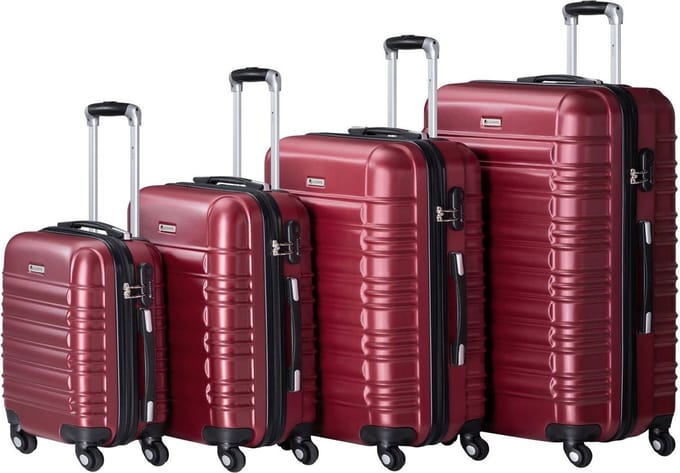 Trolley Reiskofferset / Kofferset Rome - 4-delig - Rood - ABS