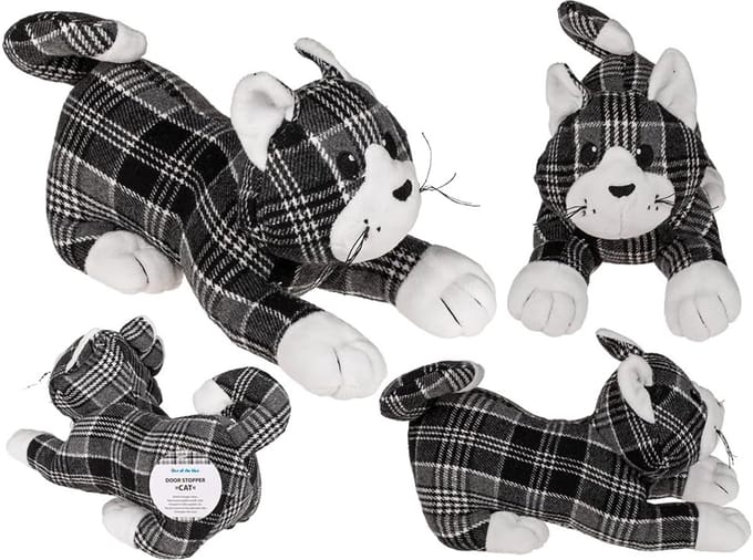 Geruite deurstopper voor katten - 28 cm, 100% polyester, ca. 1 kg