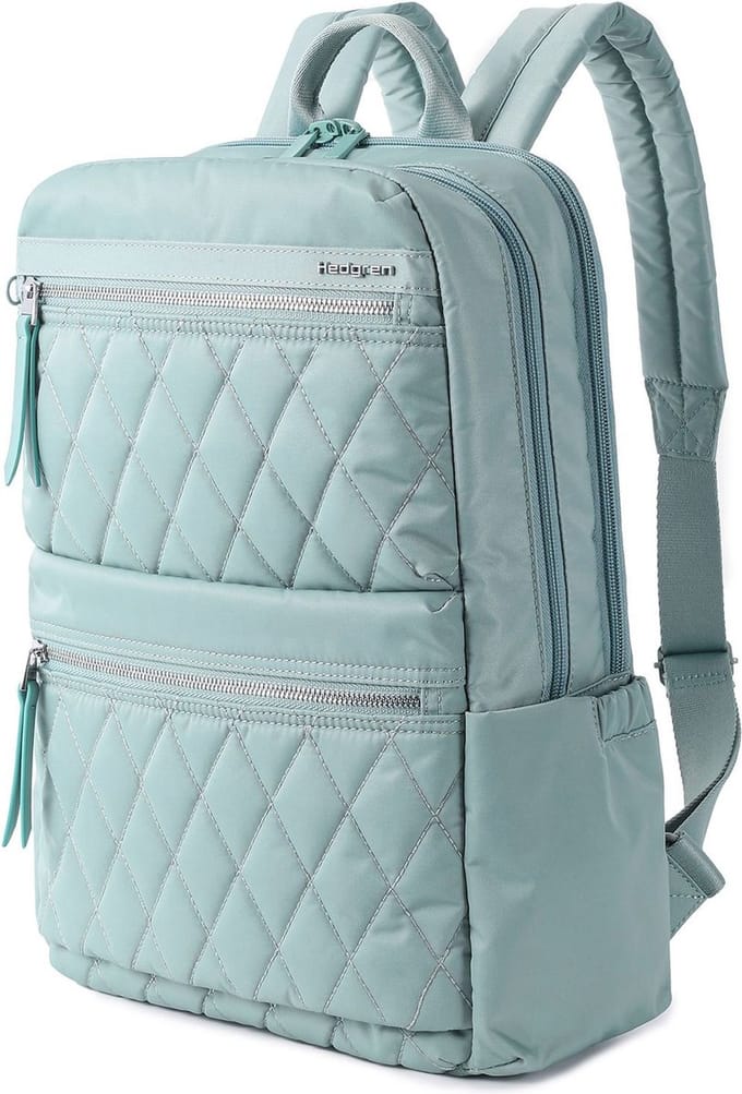 Hedgren Rugzak met laptopvak Inner City Ava Square Backpack RFID 15,6" Quilted Sage Mintgroen