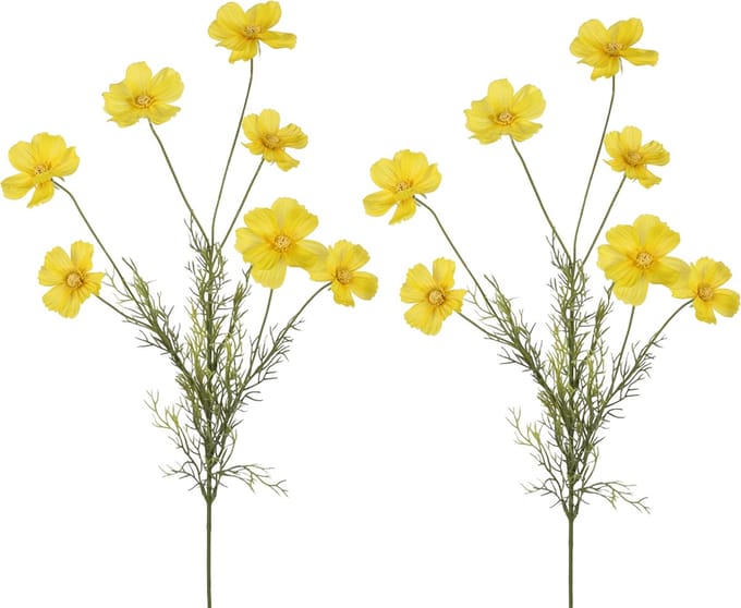Viv! Home Luxuries Cosmos - kunstbloem - 2 stuks - geel - 77cm