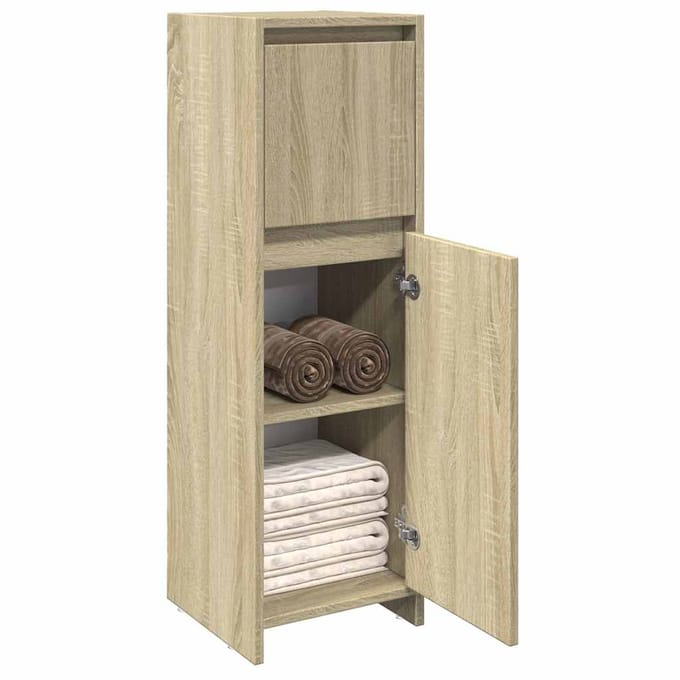 vidaXL - Badkamerkast - 30x30x95 - cm - spaanplaat - sonoma - eikenkleurig