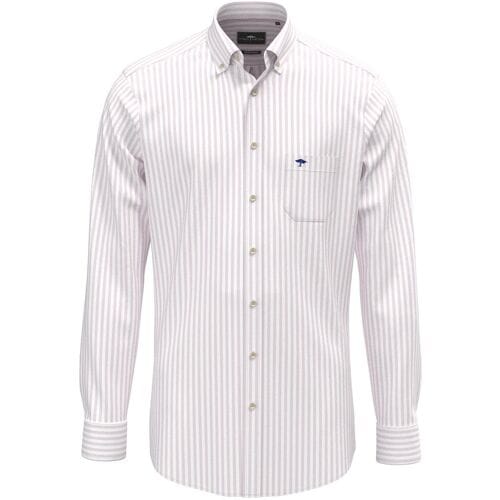 Fynch-Hatton Overhemd Allover Stripe Washed Oxford Button-Down Magnolia / male