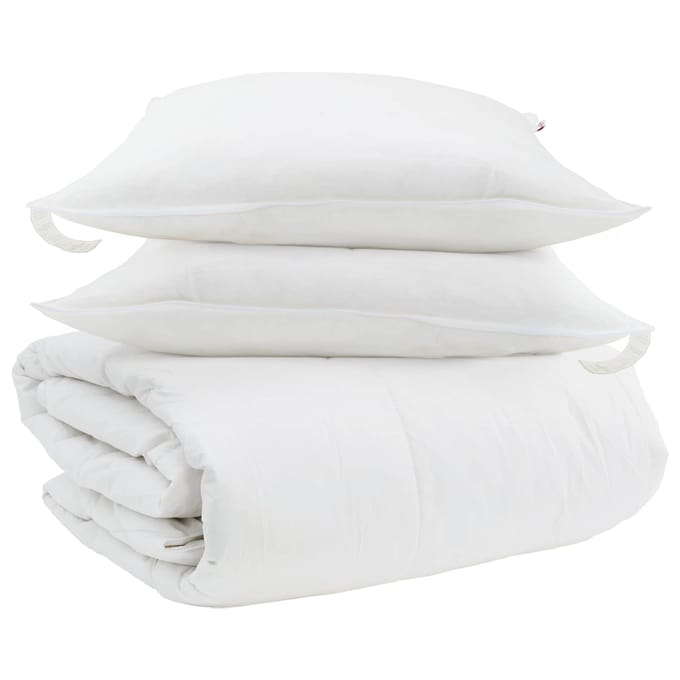 vidaXL - Deken - Set - met - kussen - 3 - st - Wit - Donsveer