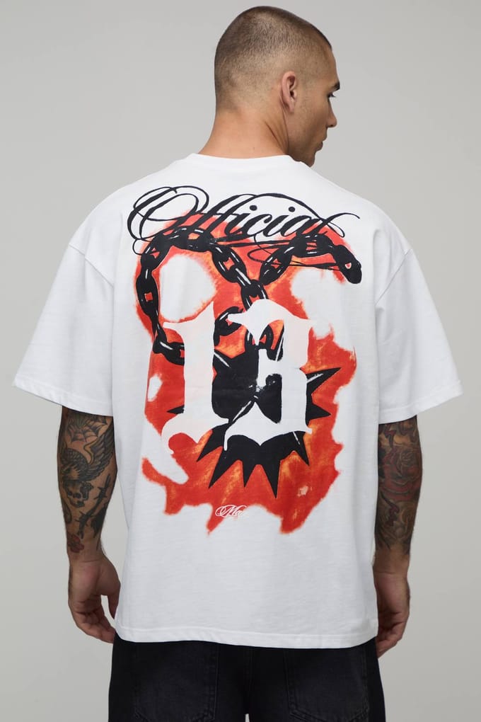 Oversized T-shirt Met Schorpioenprint | White | Size Small