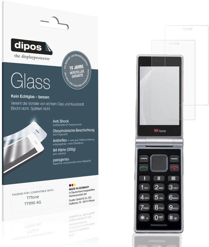dipos – 2x Matte Pantserfolie geschikt voor TTfone TT990 4G | 9H Screenprotector