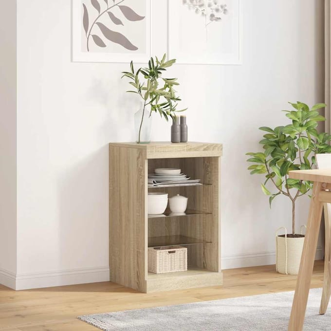 vidaXL - Dressoir - met - LED-verlichting - 41x37x67 - cm - sonoma - eikenkleurig