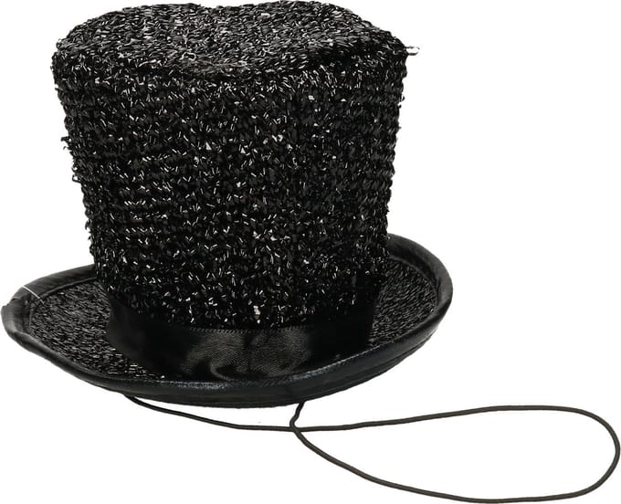 Guirca Carnaval verkleed mini hoedje voor diverse thema's - zwart - glitters - dames