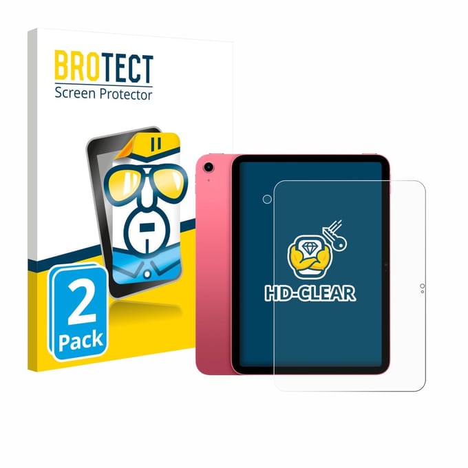 BROTECT - Screenprotector voor Apple iPad A16 11" 2025 (Voor+Camera) - Folie Beschermfolie transparant 2 Stuks