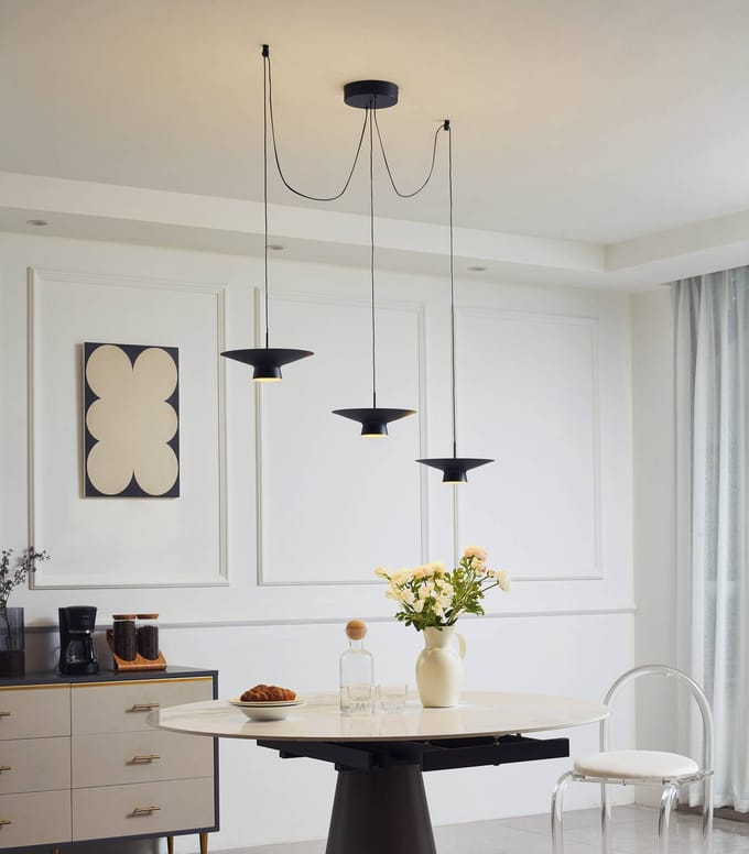 Lindby LED hanglamp Norvind, 6-lamps, zwart, metaal
