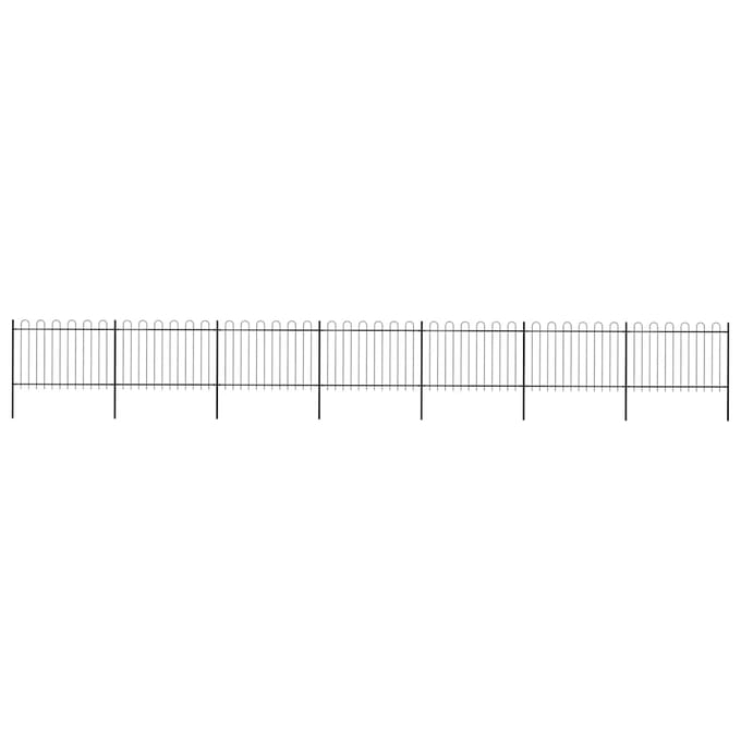 vidaXL - Tuinhek - met - ringtop - staal - 1172x120 - cm - zwart