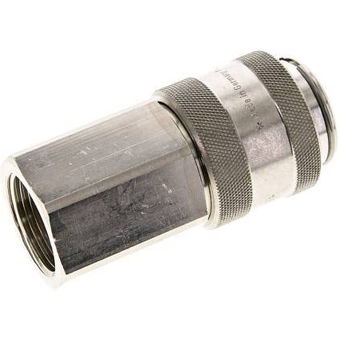 Vernikkeld Messing DN 19 Luchtkoppeling Snelkoppeling G 1 inch Binnendraad Double Shut-Off - CLS19-F-BN-SV-100