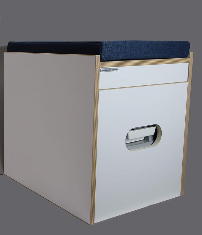 Toiletkruk - Zitje Draagbaar - Extra Zitting - Licht en Stabiel - 47.5cm Hoog - Wit Blauw