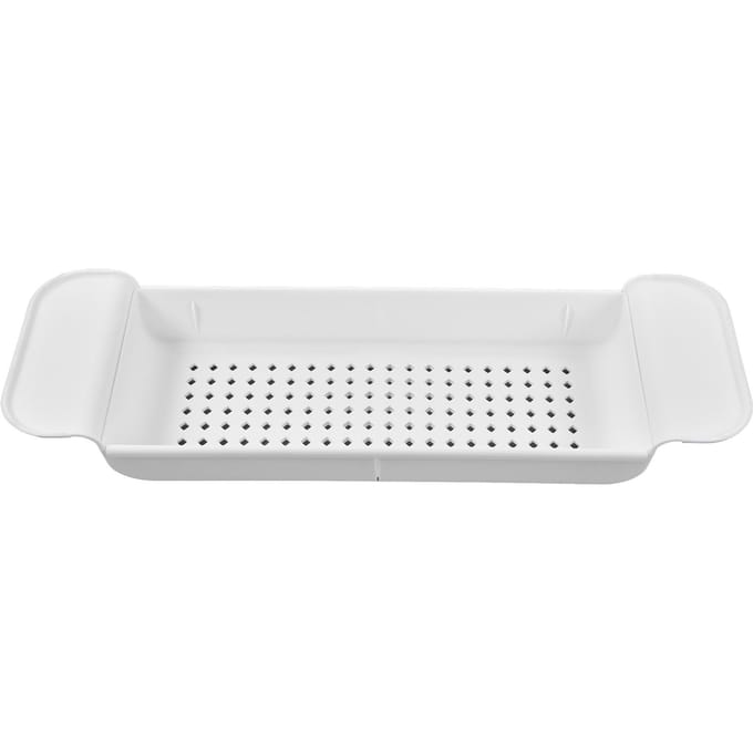 Uitschuifbaar Badkuip Caddy Dienblad Multifunctioneel Badkuip Organizer Rek Antislip voor Kaars Handdoek Boek wit