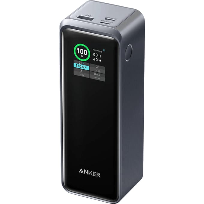 Anker Prime 737 Powerbank - 27.650 mAh - 250W - Draagbare USB/USB-C Oplader - Geschikt voor MacBook Pro/Air - Laptop - iPhone en Samsung - Power Delivery 3.1 - LED Display - Zwart
