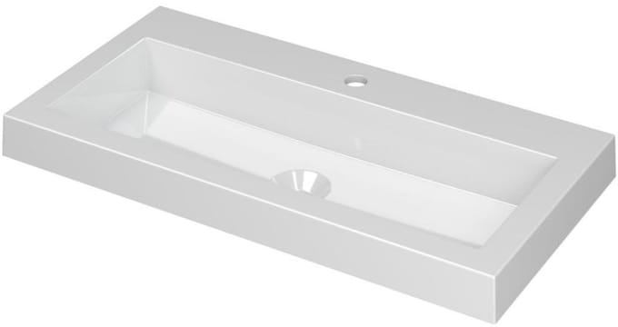 INK Dock Wastafel Polystone met 1 Kraangat - 800x400x60 mm - Glans Wit