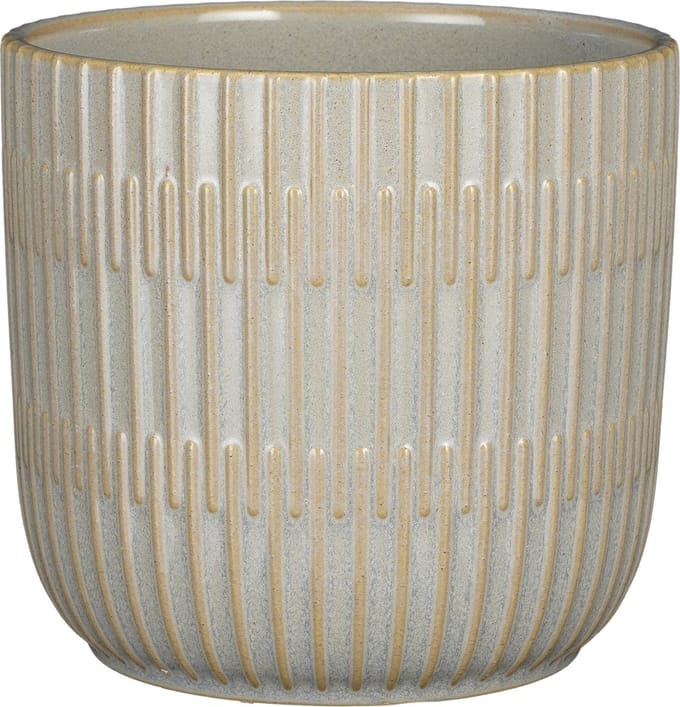 Mica Decorations Plantenpot/bloempot - keramiek - lichtgrijs - D17.5/H16 cm