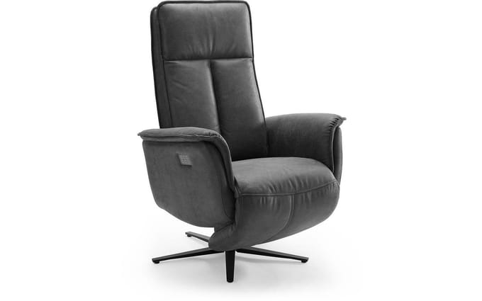 Goossens Fauteuil Odyssey - Met Armleuning - Leer - Grijs