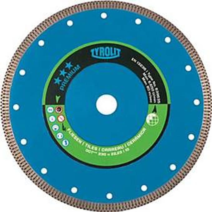 Diamantzaagblad Premium D.230mm Bohr.22,23mm Tegels 10mm