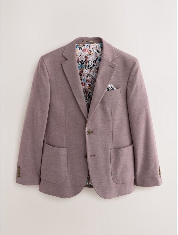 Next - Heren - Slim Fit - Modieuze blazer met textuur - Roze