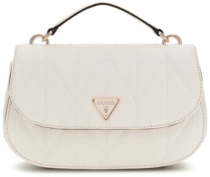GUESS schoudertas handtas Aldina Top Handle Flap Crossbody Bag Cream White crème