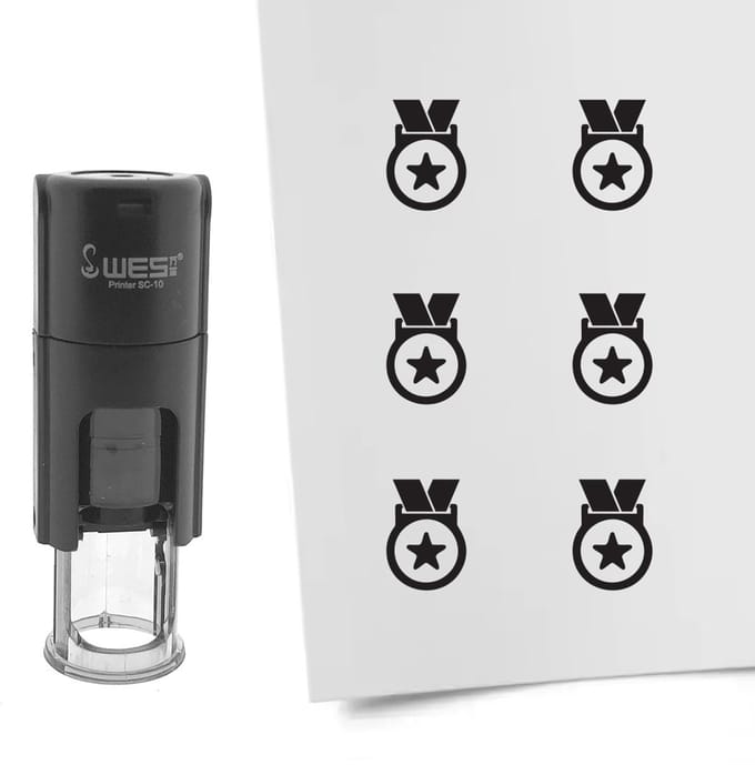 CombiCraft Stempel medaille 10mm rond zwarte inkt - per 1 stuk