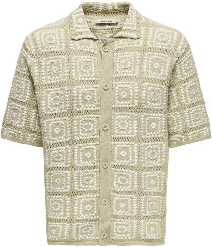 Only & Sons Overhemd Onsbart Rlx 5 Ss Shirt Knit 22033329 Silver Lining/egret Mannen Maat - XL