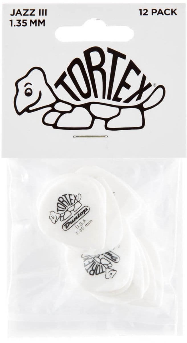 Jim Dunlop Tortex - Plectrums - Pitch Black Jazz III - 1,35 mm - Player's Pack 12 Stuks