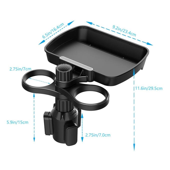 Double porte-gobelet extensible réglable pour rotation à 360 °, support de verre multifonctionnel pour siège de voiture, plateau à collation, porte-boissons gray
