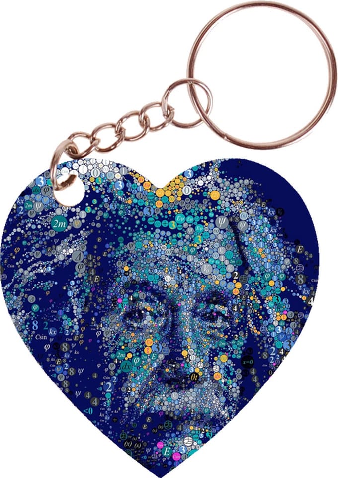 Sleutelhanger hartje 5x5cm - Einstein - Symbolen Natuurkunde