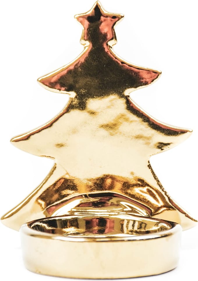 Housevitamin Kerstboom Waxinehouder-7x6x8 cm-Goud