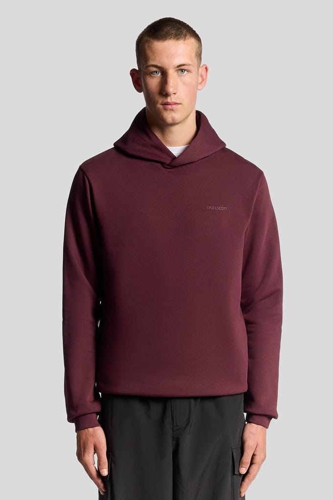 Lyle & Scott Logo Brushback Pullover Hoodie Port Größe: L | Kaputzenpullis Outlet | Herren