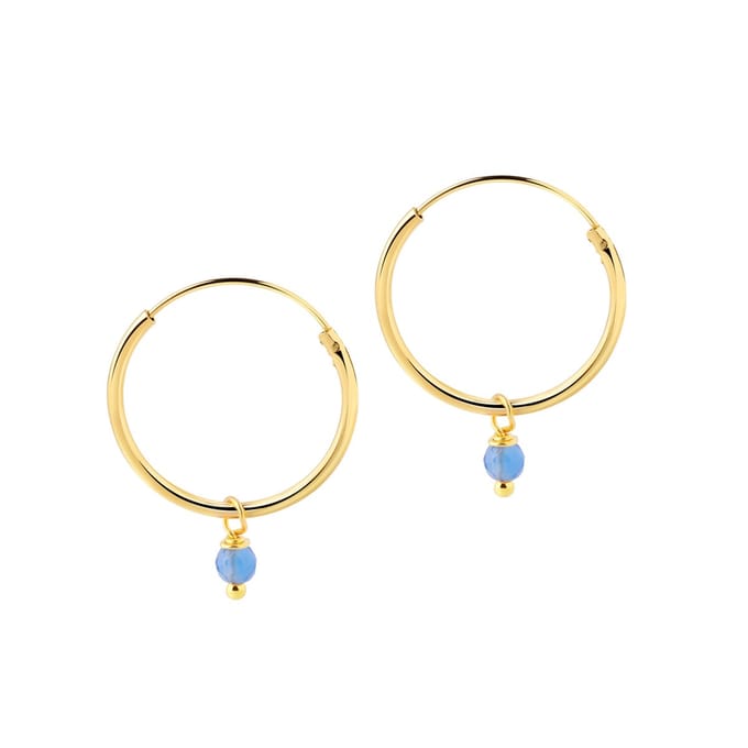 Goud Plated Hoops met Blauwe Steen