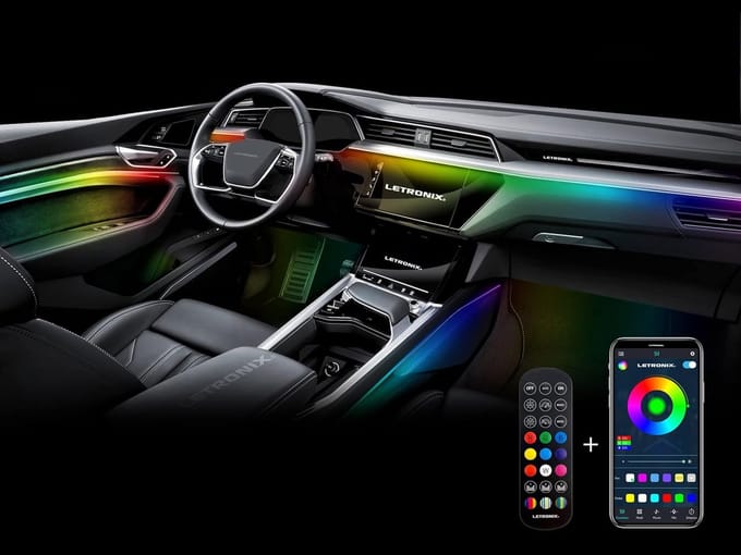 Universele RGBIC Full LED Sfeerverlichting Set met App en Afstandsbediening voor Auto Interieur