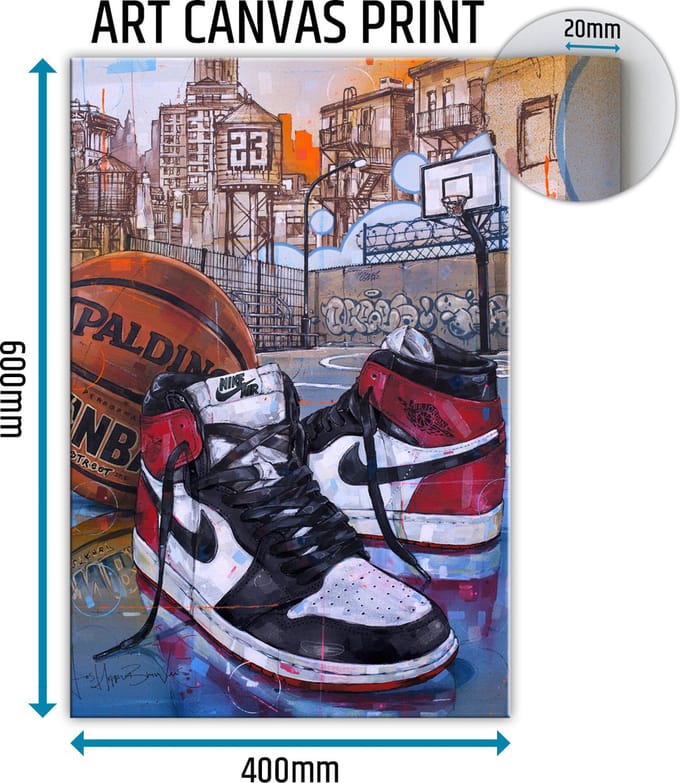 Sneaker canvas basketball black toe 40x60 cm