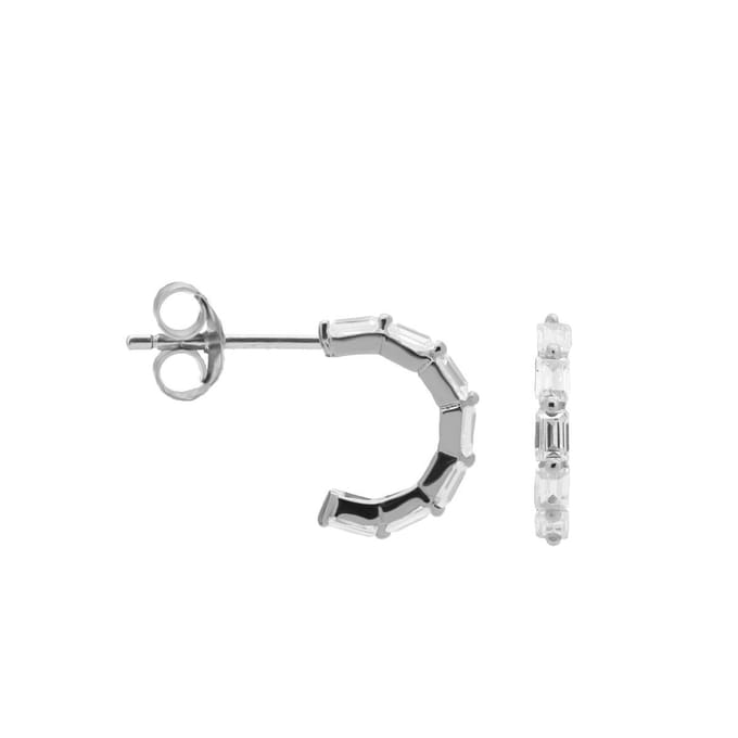 Karma Oorknoppen half hoop diamond row Zilver