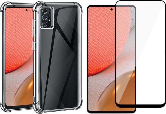 Hoesje geschikt voor Samsung Galaxy A72 - Shock Proof Case - Transparant - Met Full Screenprotector