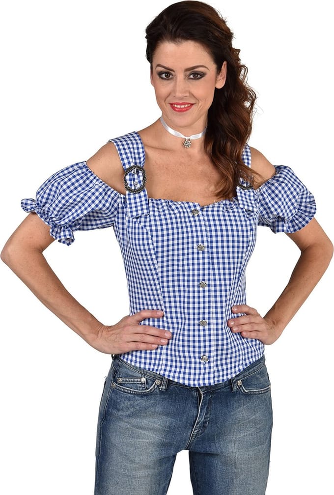 Magic Design Blouse Tirools Dames Polyester Blauw/wit Maat M